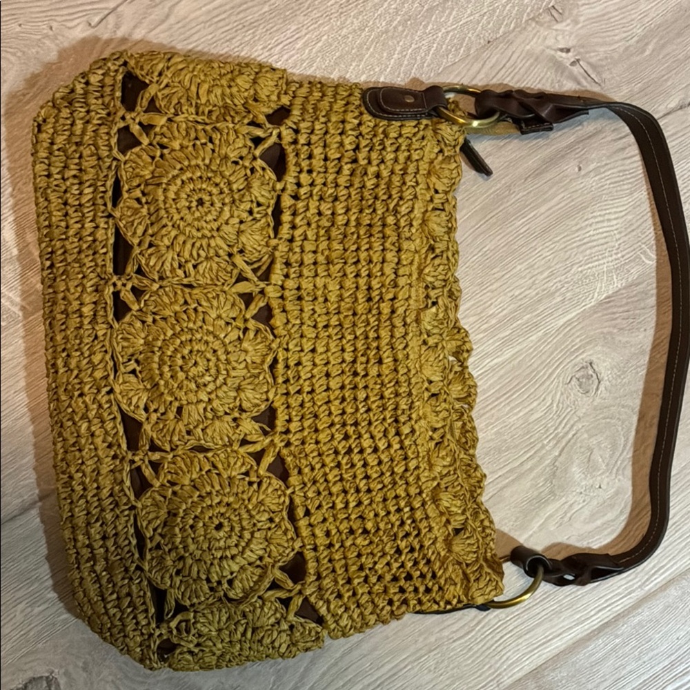 Handcrafted Crochet Shoulder Bag - Mustard